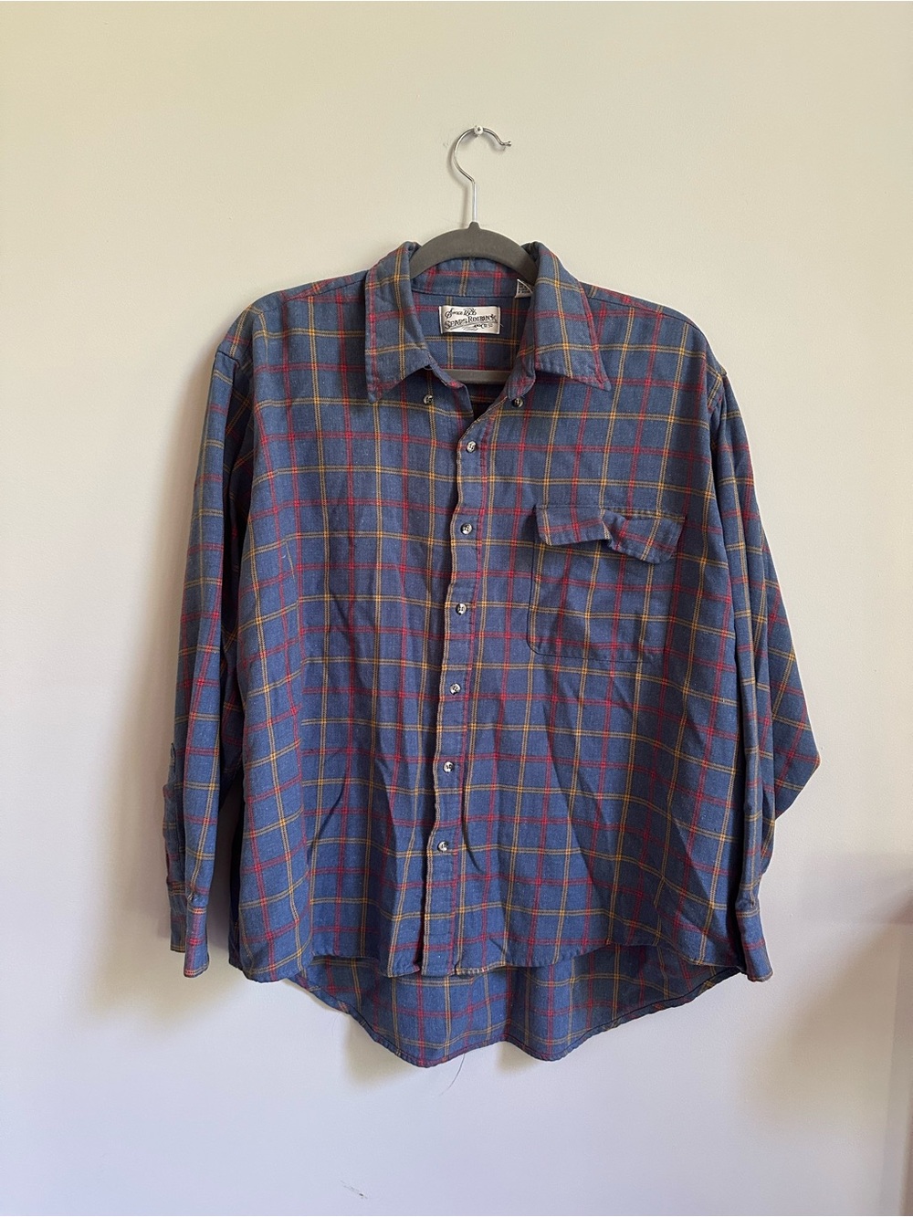 Vintage Sears Roebuck Blue Plaid Flannel Shirt
